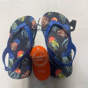 Wonder Nation Kids Flip Flops - Blue and Multicolor